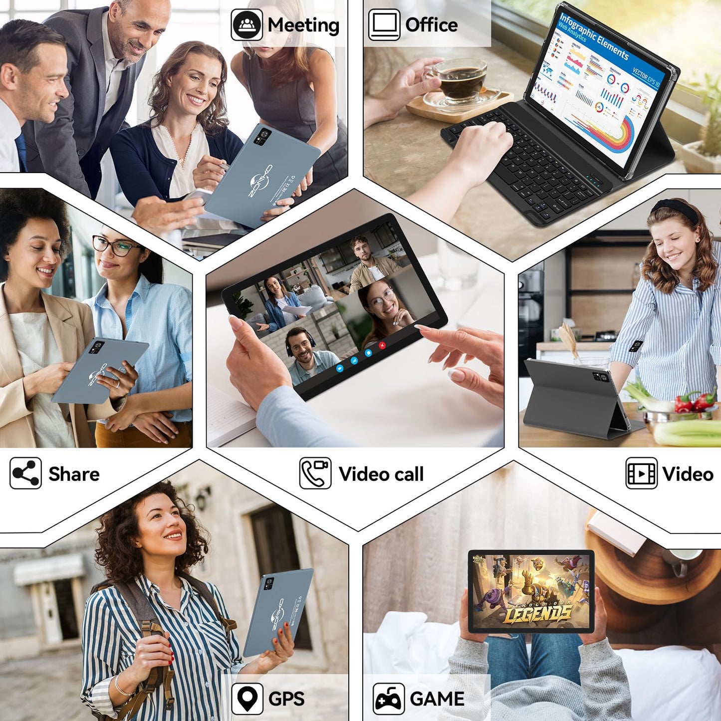 ZONKO 2025 Latest Android 15 Tablet 10 Inch with SIM Slots, 4G LTE Tablets PC 5G WiFi, 14GB RAM+128GB ROM(1TB TF), Octa-Core|8+13 MP|GPS|8000 mAh|Tablet with Keyboard Mouse Stylus, Bluetooth 5.0, GMS (Gray)