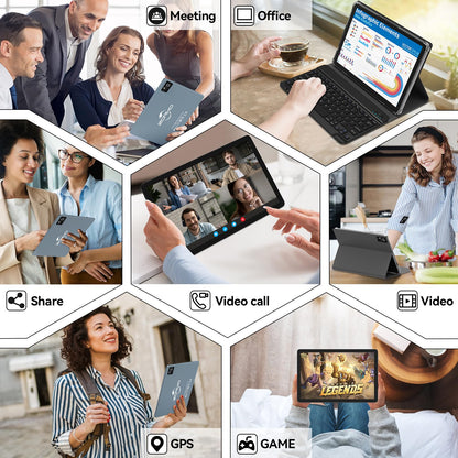 ZONKO 2025 Latest Android 15 Tablet 10 Inch with SIM Slots, 4G LTE Tablets PC 5G WiFi, 14GB RAM+128GB ROM(1TB TF), Octa-Core|8+13 MP|GPS|8000 mAh|Tablet with Keyboard Mouse Stylus, Bluetooth 5.0, GMS (Gray)