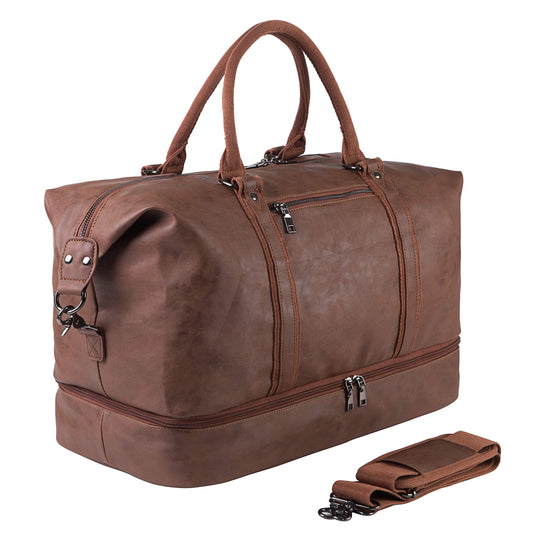 Overnight travel bag, canvas-leather, oversized weekend bag, large carry-on bag, travel bag for women or men.