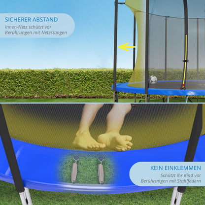 KINETIC SPORTS Trampoline Outdoor 'Salto Plus' Ø 183/244/305/366/400/430/490 cm - Complete Set for Kids, USA Jumping Mat, Net, Padding, Ladder - up to 160kg.
