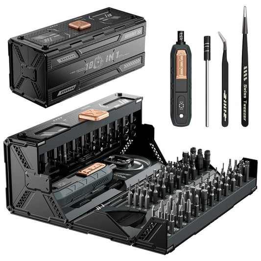 JAKEMY 180 in 1 Precision Screwdriver Set, Multi-Bits, manual screwdriver, magnetic, with damaged screw extractor set, laptop repair tool set for PC, phone, computer.