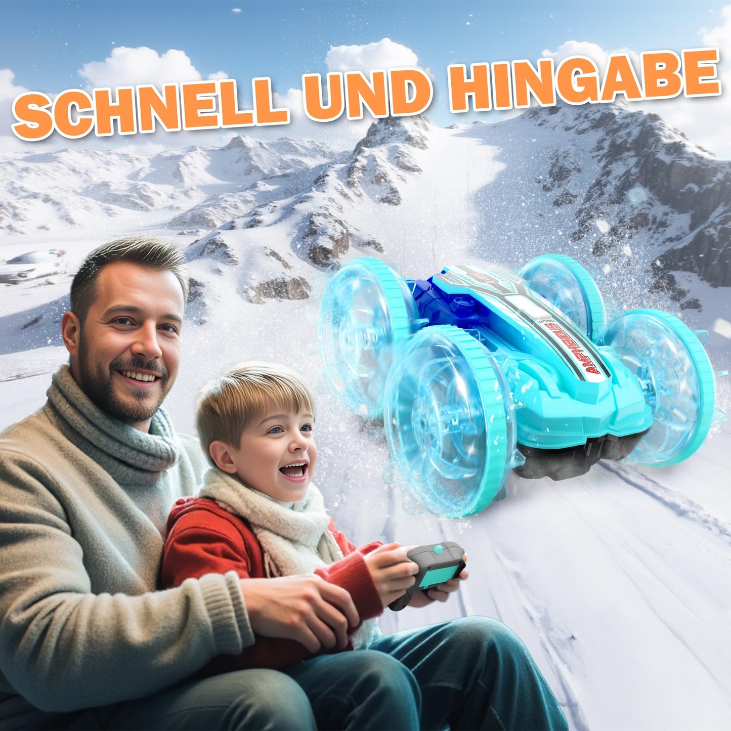 Ophy Amphibious Remote Control Car, Waterproof RC Toy, Amphibious Waterproof RC Stunt, Christmas Gifts Toy for Ages 3-9.