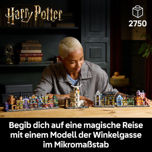 LEGO Harry Potter Diagon Alley - Display Miniature Street - 12 Microfigures to collect, incl. Harry Potter, Draco Malfoy, Hermione Granger - Gift for adults 76444