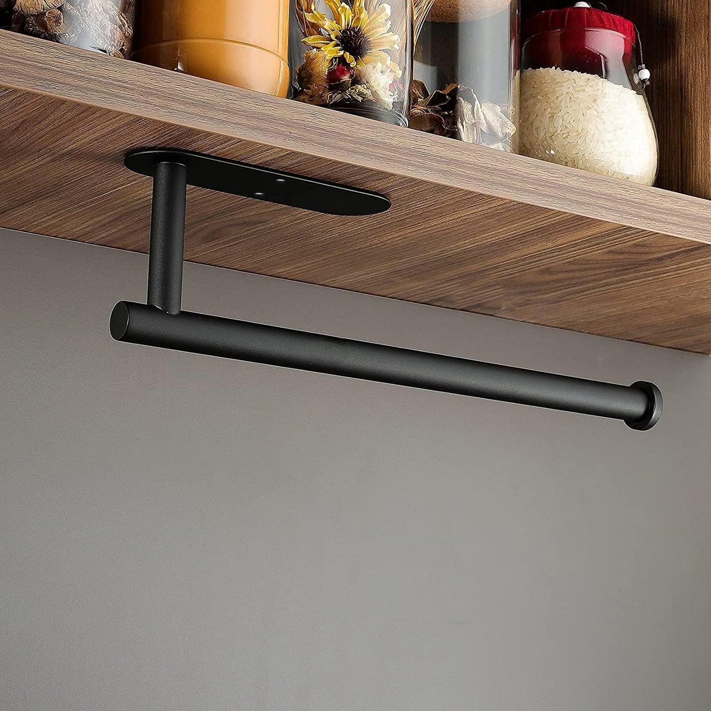 KEGII 2-piece kitchen roll holder without drilling - stainless steel paper towel holder black roll holder for kitchen.