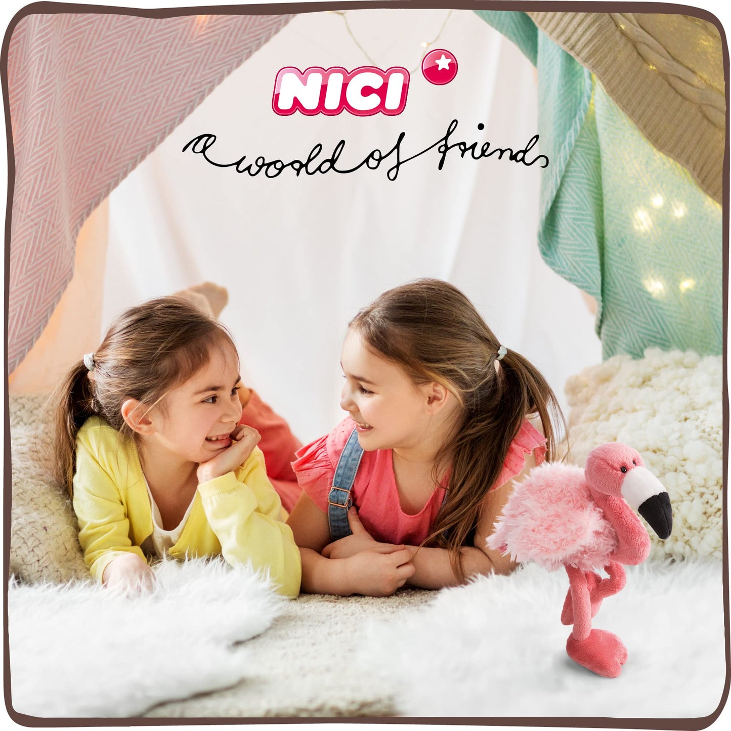 NICI 48395 cuddly toy 25 cm plush toy for girls, boys & babies - Fluffy plush flamingo for playing, collecting & cuddling - Cozy cuddly toy