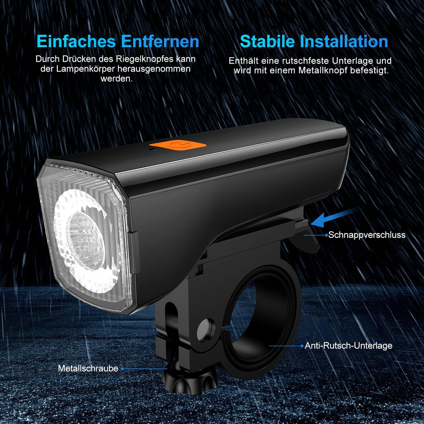 Bike light LED set bicycle lighting USB rechargeable bike lamp IPX5 waterproof front light & taillight StVZO approved bike lighting