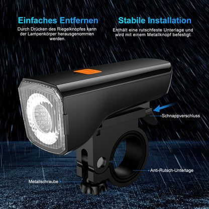 Bike light LED set bicycle lighting USB rechargeable bike lamp IPX5 waterproof front light & taillight StVZO approved bike lighting