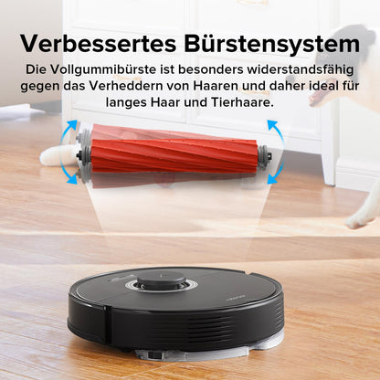 Roborock Q7 Max+ robot vacuum with self-emptying station, rubber brush, 4200Pa suction power, vacuuming mop robot PreciSense LiDAR navigation & 3D mapping, carpets, pet hair, App/Alexa control (Black)