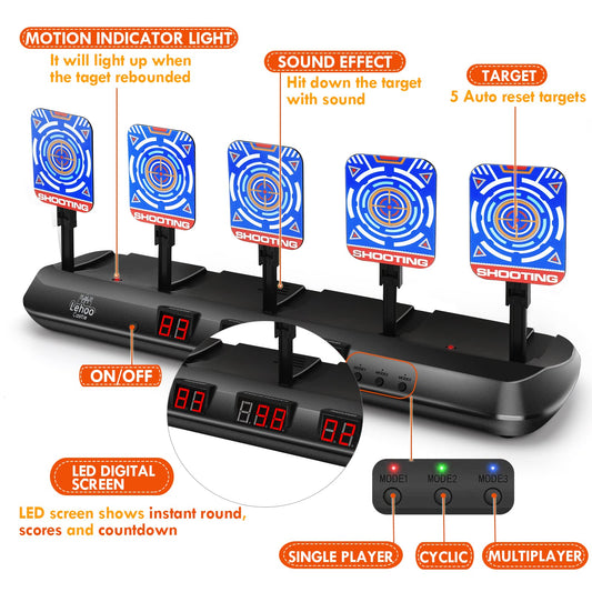 Lehoo Castle Nerf Target, Automatic Electric Target for Nerf Gun, 20 Soft Foam Darts, Gifts for Boys ages 5 6 7 8 9 years.
