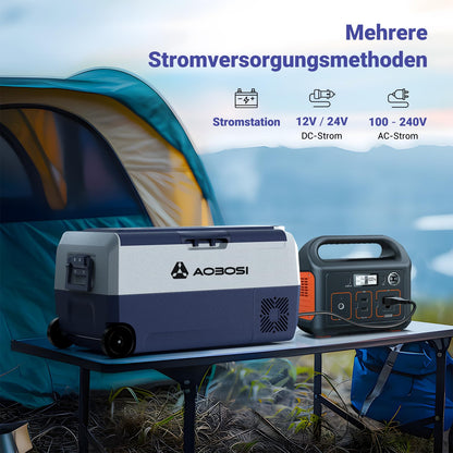 AAOBOSI Compressor Cool Box 36L, Car Fridge 12/24V and 100-240V Electric Cool Box, -20°C to 20°C compressor cool box for car, truck, boat, RV, camping, travel.