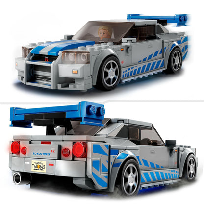 LEGO Speed Champions 2 Fast 2 Furious Nissan Skyline GT-R (R34) Racing Car Building Toy, 2023 Model Car Kit with Brian O'Conner Figure 76917