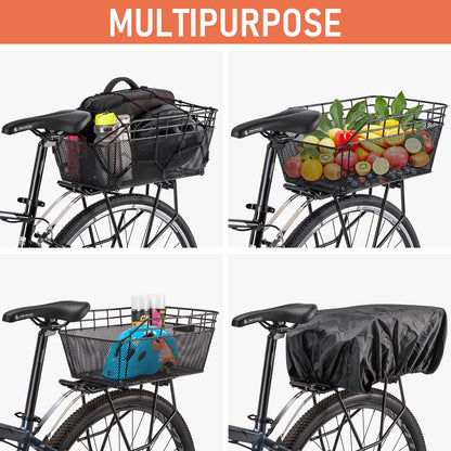 CXWXC Rear Bicycle Basket with Cargo Net and Thick Padding for Bicycle, Thick Padding Bag for Bicycle, Electric Bicycle (CX-HT-193-EU)