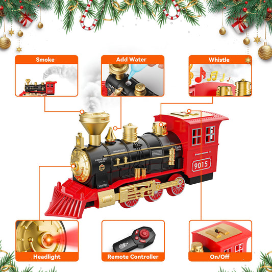 Hot Bee Electric Remote Control Kids Train, Electric Christmas Tree Train, Steam Christmas Tree Train, Christmas Train for the Tree with Remote Control Train Toy Set