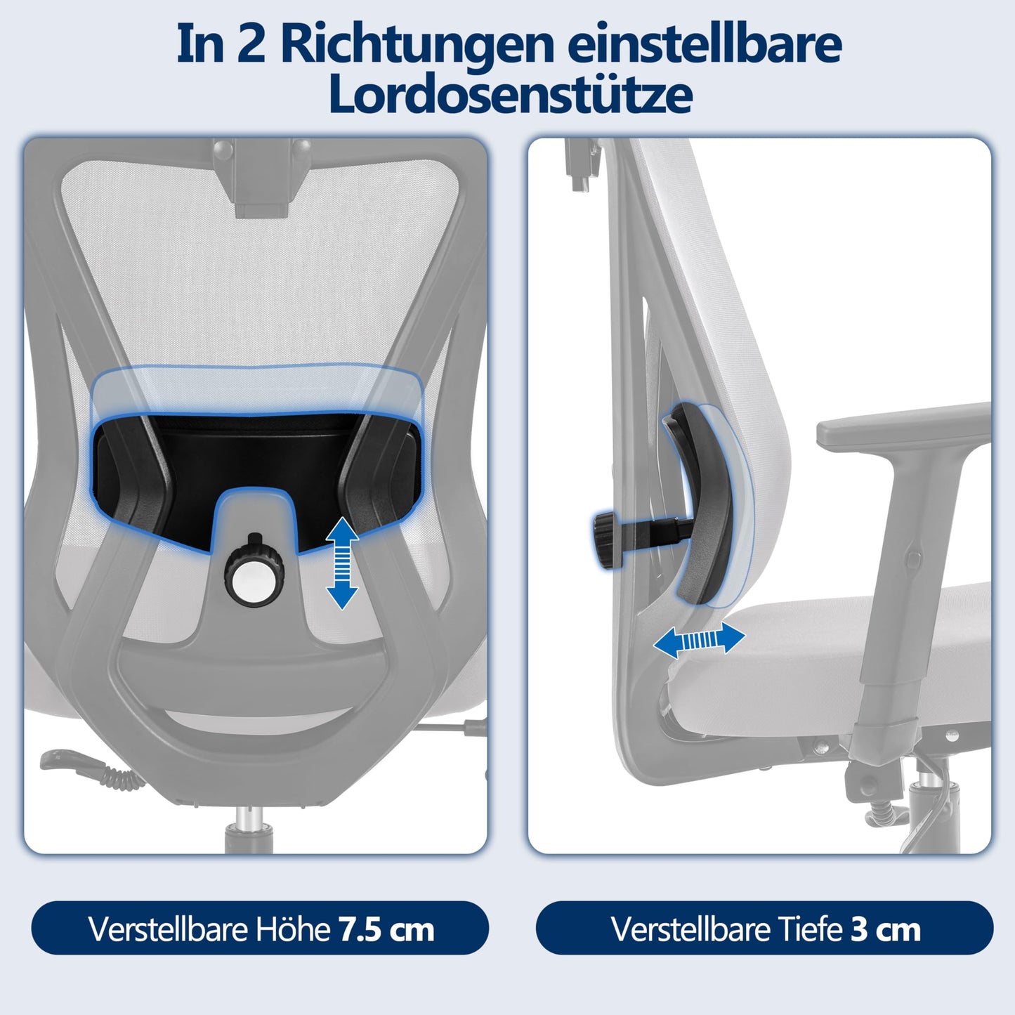 Yaheetech Office Chair Ergonomic, Desk Chair with Adjustable Headrest, Armrests, Lumbar Support, Lockable Height-adjustable Swivel Chair with 90°-130° Reclining Function Light Gray