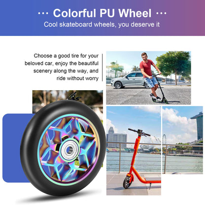 LEWITORS 2 pcs Stunt Scooter Wheels Scooter Replacement Wheels Roller Accessories 110mm Roller Pu Thick Stunt Car with Bearings for all kinds of Scooters(Black)