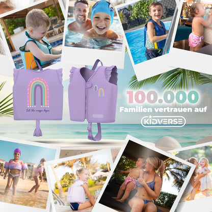 KIDVERSE Swim Vest Kids 2-3 Years - TÜV certified swim aid with waist size up to 56cm - Swim aid for kids 2-3 years - Children's swim vest for learning to swim - Comfortable swim vest for kids