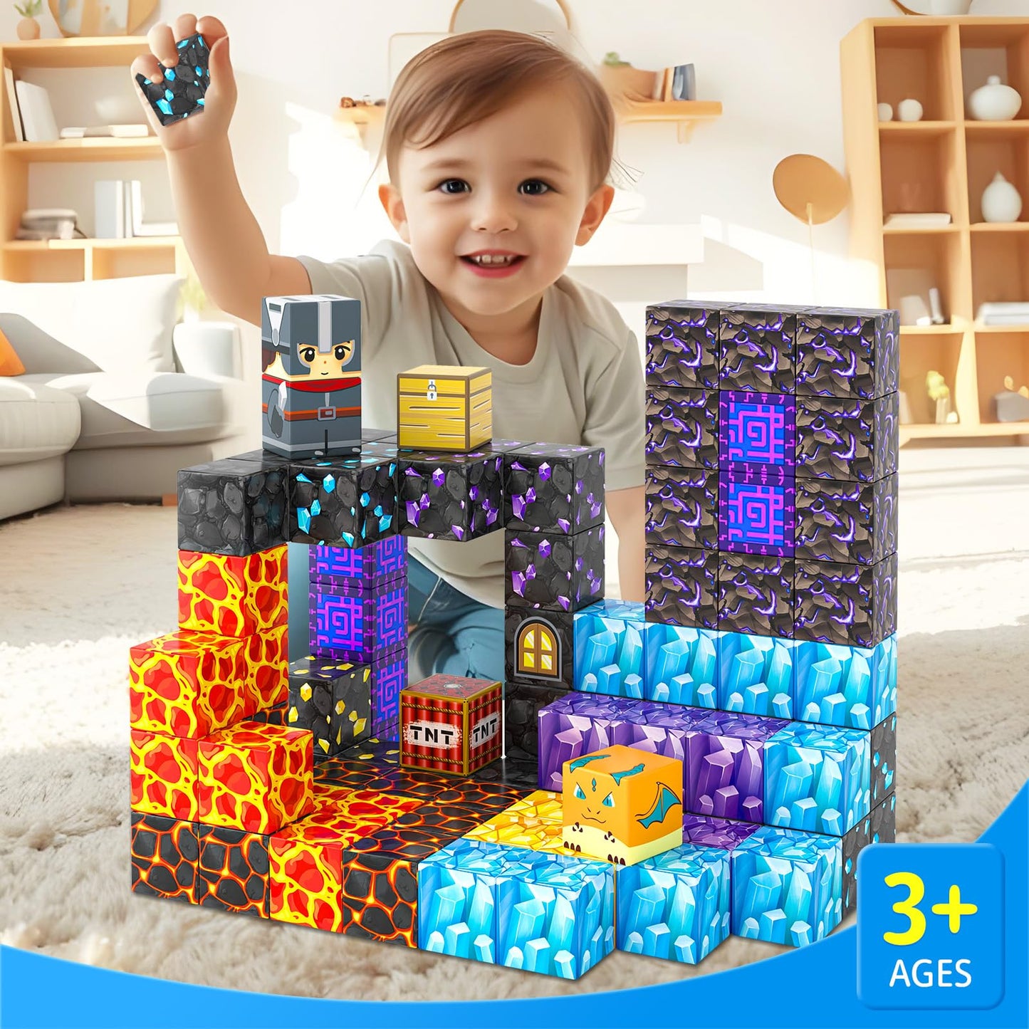 Magnetic Building Blocks - Build My Magnetic World Magic Sword Portal Set, Building Toy Magnetic Tiles for Kids 3+, Educational Toy Kids Games Gifts for Boys & Girls 3-5 5-7