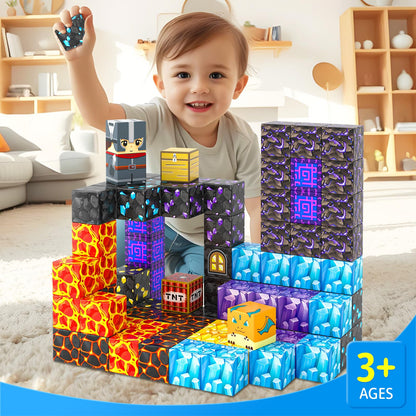 Magnetic Building Blocks - Build My Magnetic World Magic Sword Portal Set, Building Toy Magnetic Tiles for Kids 3+, Educational Toy Kids Games Gifts for Boys & Girls 3-5 5-7