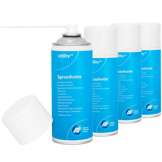 AF Utility Compressed Air Duster - Cleaning Spray Can - Air Duster - PC and Keyboard Cleaner - 4 x 400ml Pack