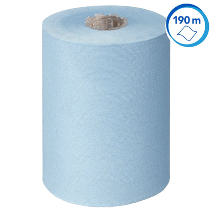 Scott Essential Slimroll 6696 Roll Paper Towels, 1-ply blue paper towels, made with EU Ecolabel-certified paper, 6 rolls x 190m (total 1,140m).