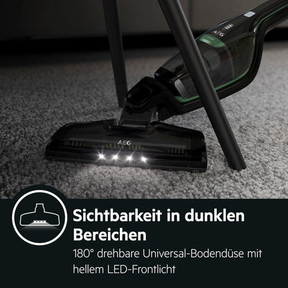 AEG Series 3000 Ergorapido CX7-2-45MÖ 2-in-1 cordless vacuum cleaner, made from 50% recycled materials, bagless, up to 45 mins runtime, freestanding, maneuverable, brush cleaning function, LED, 0.5L, black