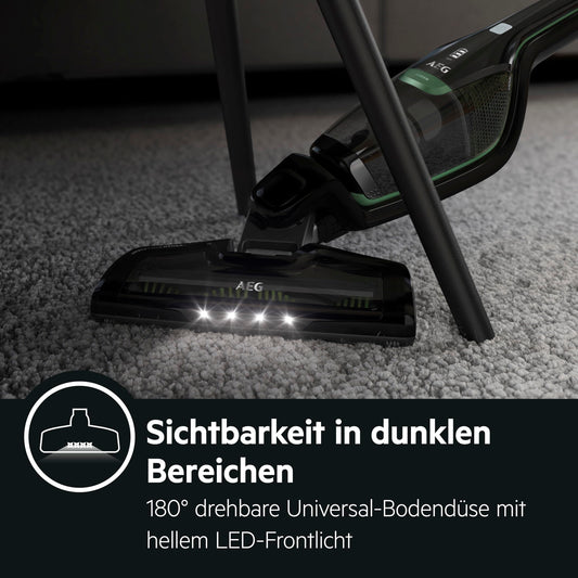 AEG Series 3000 Ergorapido CX7-2-45MÖ 2-in-1 cordless vacuum cleaner, made from 50% recycled materials, bagless, up to 45 mins runtime, freestanding, maneuverable, brush cleaning function, LED, 0.5L, black