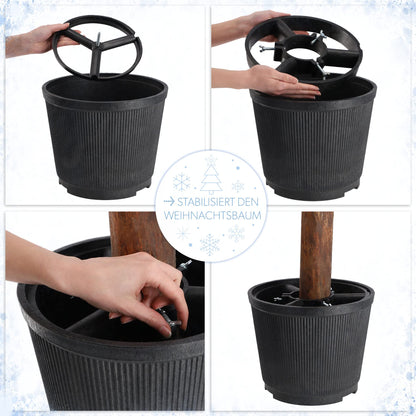 KADAX Christmas tree stand, made from recycled plastic, for real trees up to 250cm in height. Graphite color.