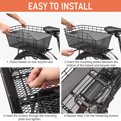 CXWXC Rear Bicycle Basket with Cargo Net and Thick Padding for Bicycle, Thick Padding Bag for Bicycle, Electric Bicycle (CX-HT-193-EU)