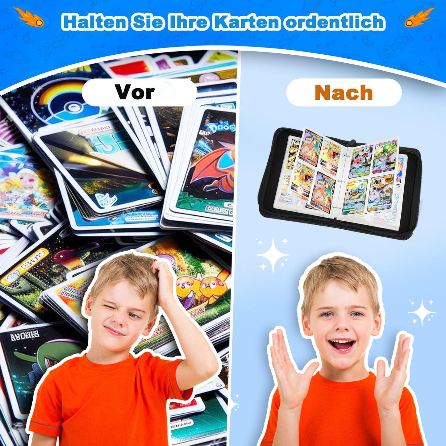 Trading Card Album, Portable Card Collection Album, PU Waterproof Card Binder, 50 Pages 400 Card Capacity Collectible Card Folder, Card Holder Album, Gifts for Collectors and Kids