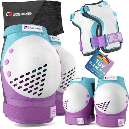 GATE FITNESS® protective gear set for kids & adults - protective gear set [6 pieces] knee pads with wrist guards and elbow pads for inline sports - protective gear set for children