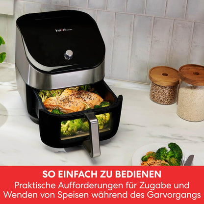 Instant Vortex Plus with ClearCook - 5.7L Digital Healthy Air Fryer, Stainless Steel, 6-in-1 Smart Programs - Fry, Bake, Roast, Grill, Dehydrate, Reheat, Large Capacity - 1700W