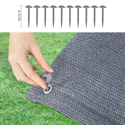 Laneetal awning carpet 300x400cm, outdoor camping rug with pegs, tent mat, RV outdoor carpet with eyelets carrying bag made of HDPE 280 g/sqm, tent floors, blue-gray.