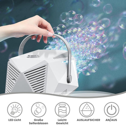 Bubble LED bubble machine, 4X 90ml bubble fluid tank, bubble machine, bubble gun for kids, bubble bazooka, bubble machine, gift, wedding