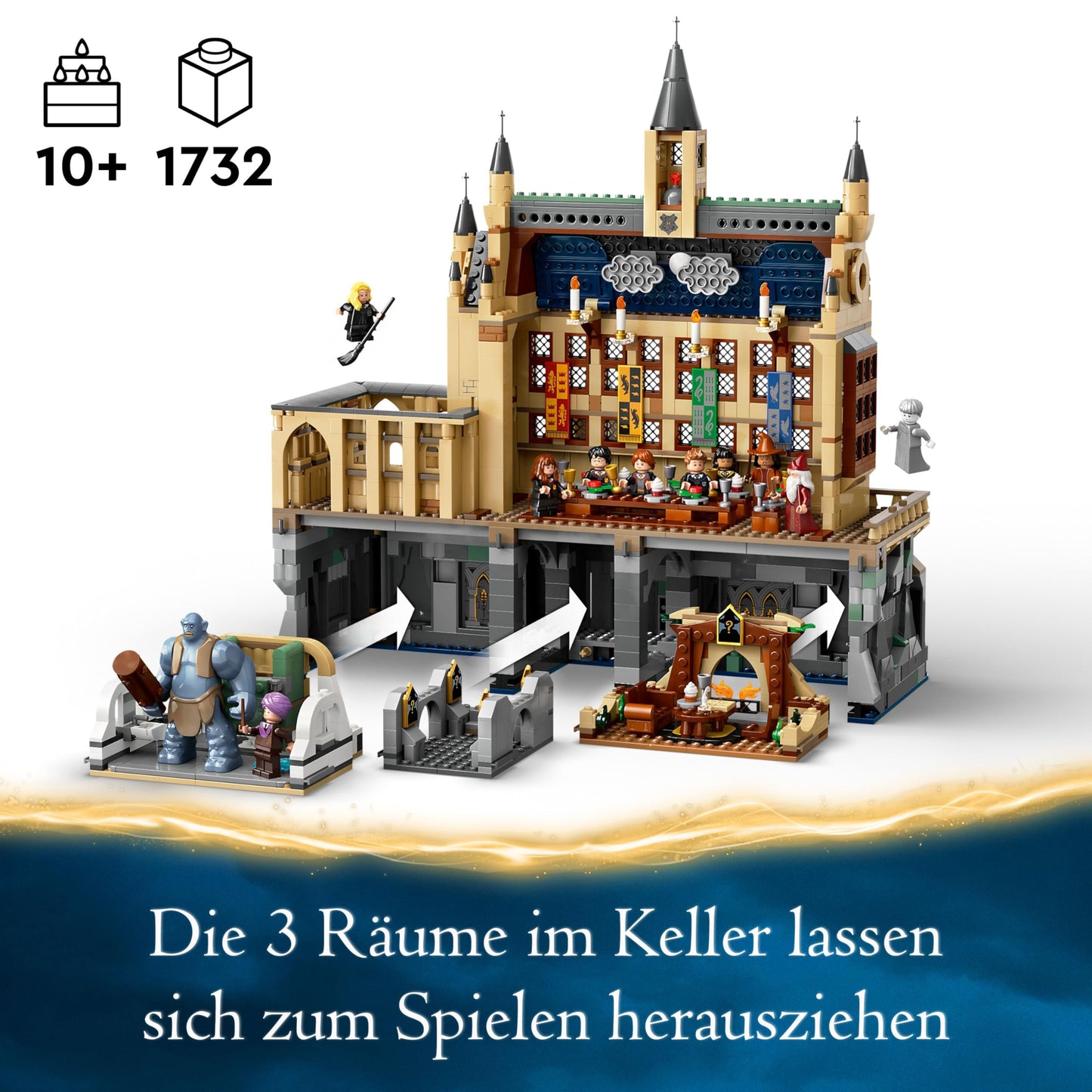 LEGO Harry Potter Hogwarts Castle: The Great Hall, wizard collectible toy with 11 minifigures including Hermione Granger, magical gift for boys and girls 76435