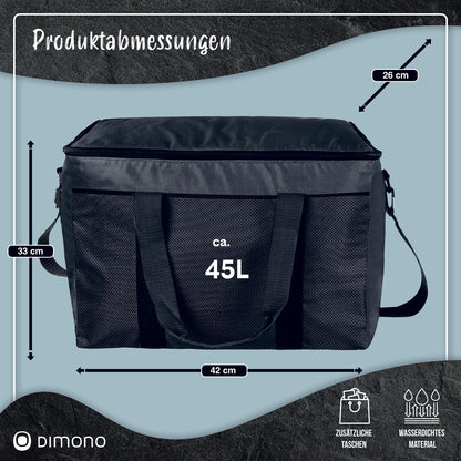 XXL cooler bag insulated drinks & snack bag ice bag picnic bag for camping traveling vacation 15, 25, or 45 liters (45 liters - Black)