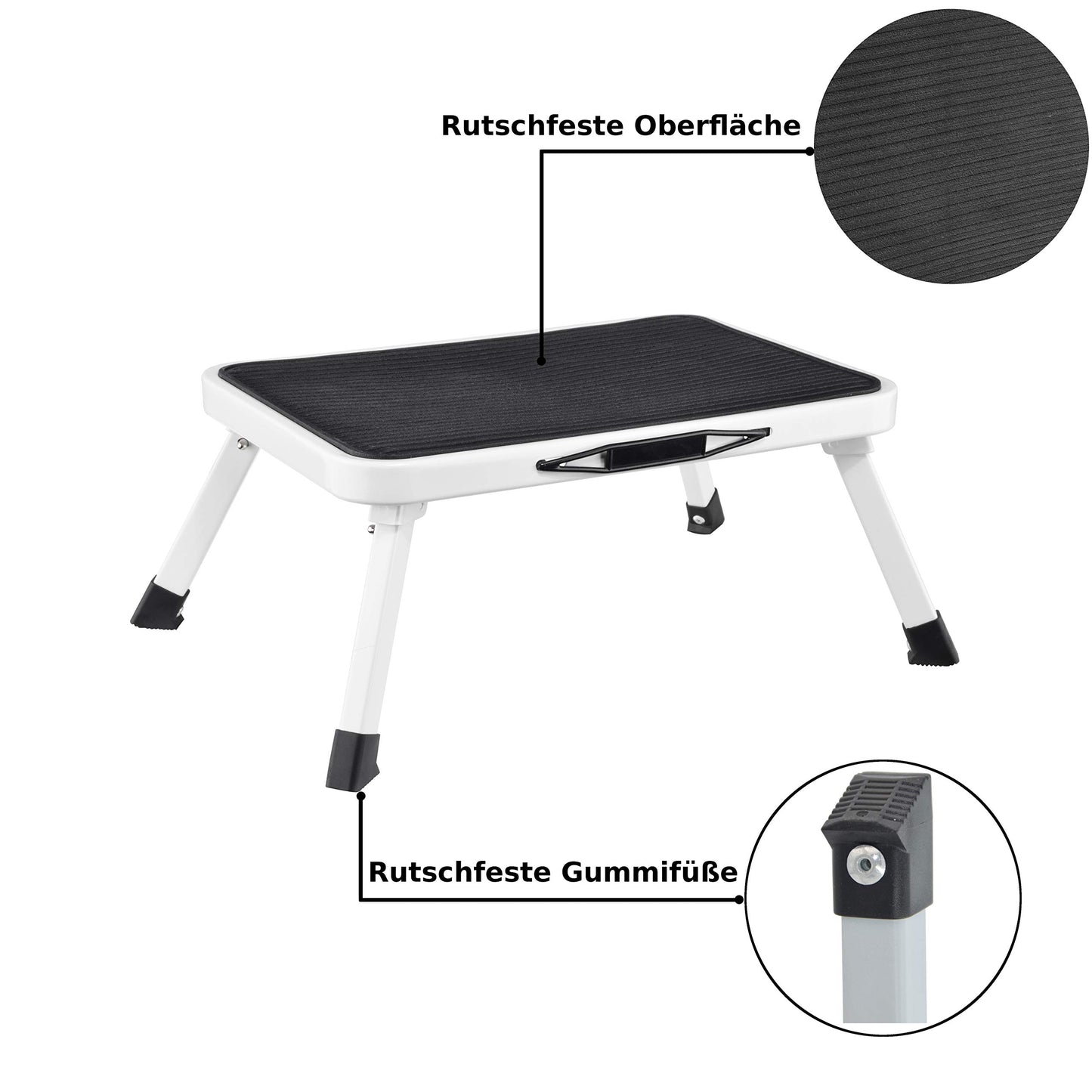 Caravan folding step - step loadable up to 150 kg - Camping folding stool with non-slip surface
