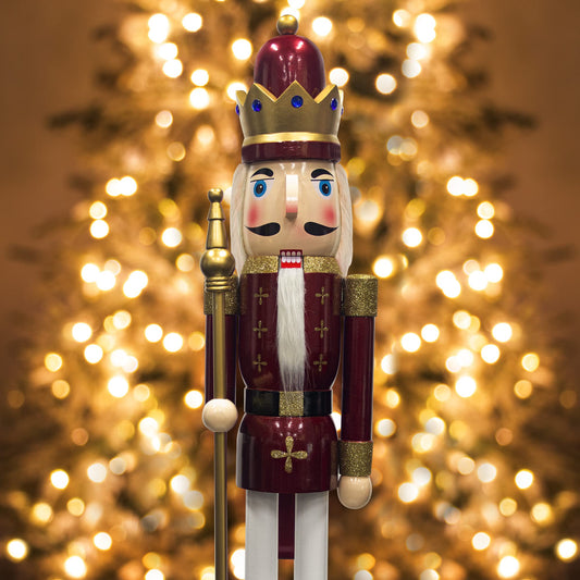 AI Store 120 cm Christmas Nutcracker Lifesize Large XXL Wooden Nutcracker Figure Christmas Decoration (Red King)