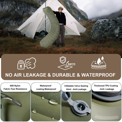 Origin Isomatte Camping Self-inflating, 14cm Ultralight Sleeping Pad Inflatable Compact Size, Self-inflatable Air Mattress Outdoor with Foot Pump for Hiking, Beach, Travel, Tent, Hammock