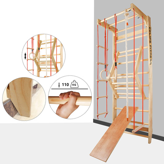 CCLIFE Sprout Wall Gym Climbing Frame Wooden Exercise Equipment Climbing Wall with Bar Fitness Kids Adult ZERO