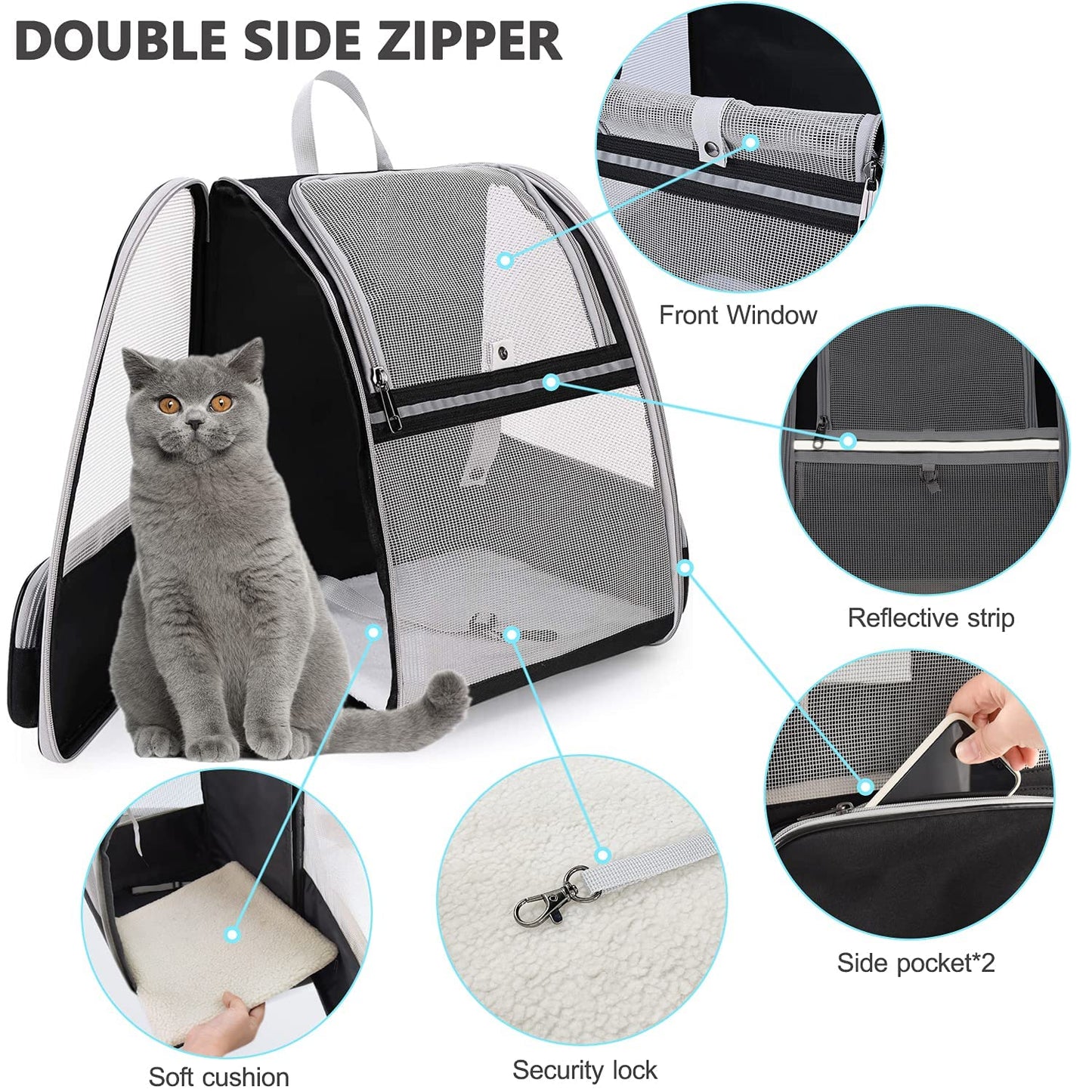 Dog backpack, cat backpack. Backpacks for small dogs and cats, pet carrier transport box cat foldable transport bag dog house breathable travel bag.
