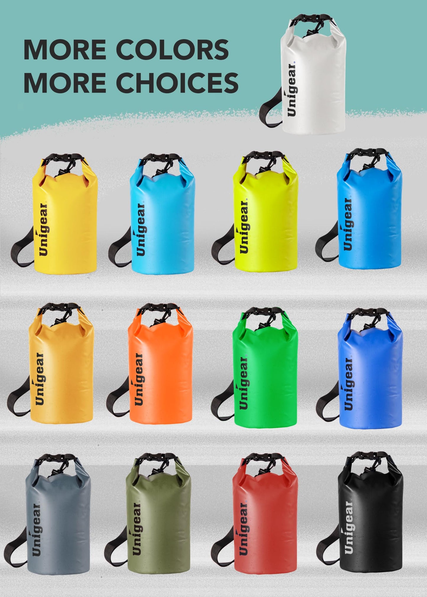 Unigear Dry Bag, 2L/5L/10L/20L/30L/40L/55L, waterproof bag waterproof bags dry sack with phone case and straps for boat and kayak, fishing, rafting, swimming, camping, and snowboarding.