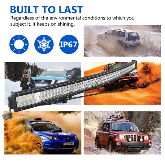 SKYWORLD 50 inch 648W LED work light 1 piece, spot floodlight LED work light bar with wiring harness, off-road work lights for excavators, tractors, forklifts, ATVs, trucks, off-road 4x4.