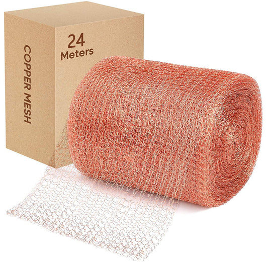 24mx125mm copper mesh roll, metal mesh copper fabric protection, strong pure copper wire mesh for constructing holes, protecting seedlings and seeds, cleaning grill properly.