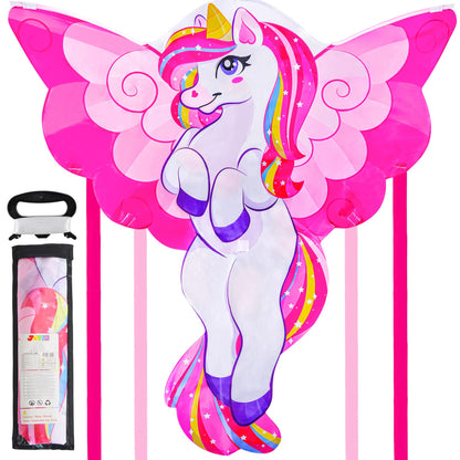JOYIN Unicorn Kite, dragon kites for kids and adults, large 43.3'' beach kite for outdoor games and activities, gifts for girls.