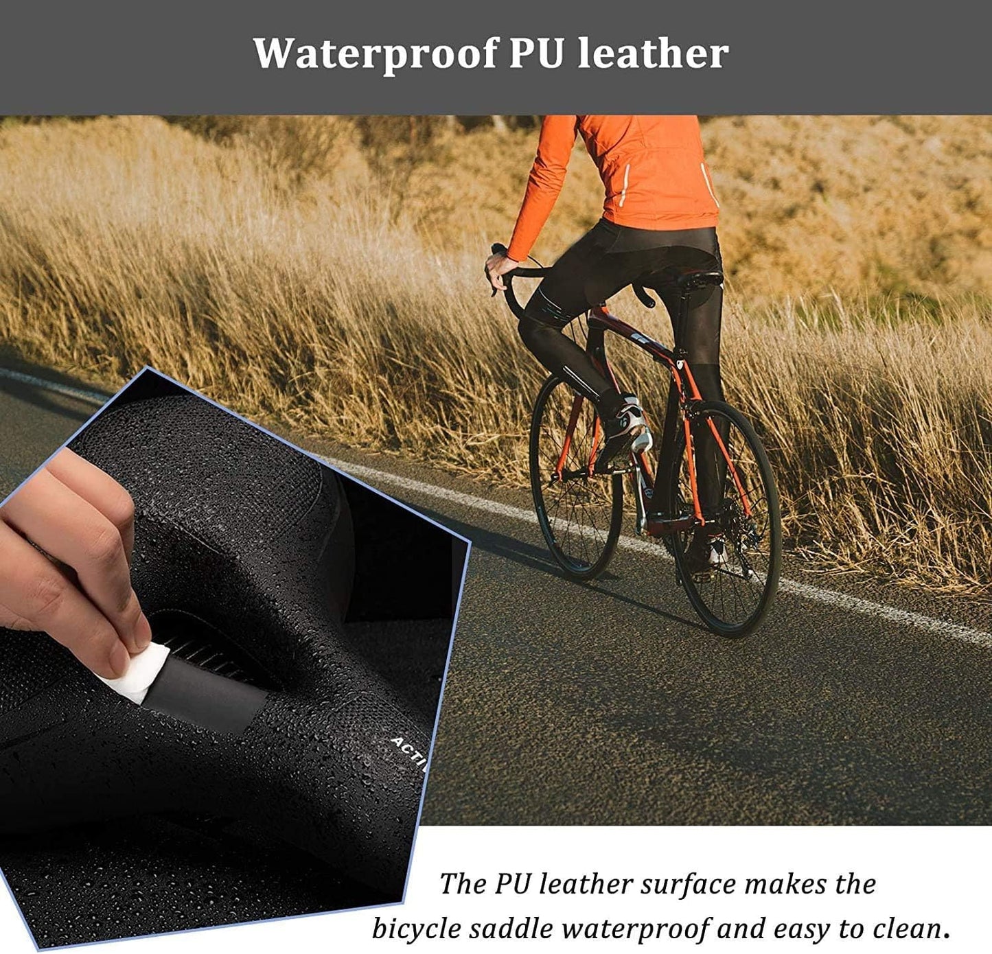 ROCKBROS Bike Saddle Comfortable Gel Seat Men Women Ergonomic Wide Bicycle Seat Soft Memory Foam MTB Road Bike 26*22cm Breathable Waterproof, Black