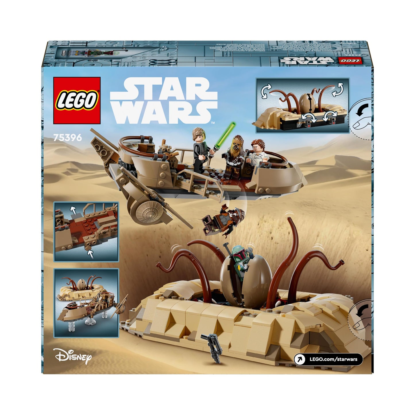 LEGO Star Wars: Return of the Jedi Desert Skiff and Sarlacc Pit, fantasy collecting and building set, construction toy, gift for boys, girls, and all fans 75396