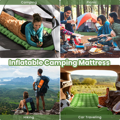ROPODA self-inflating camping mat with pillow, ultralight inflatable sleeping pad with foot pump, waterproof sleeping mat for outdoor, camping, hiking (green)