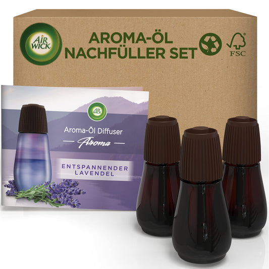 Air Wick Essential Oils - Value Pack - Refills with essential oils - Relaxing Lavender scent - 3 x 20 ml