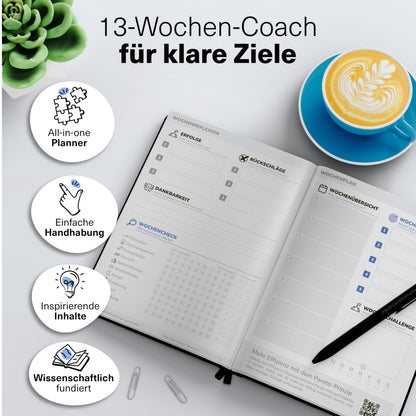 MOTIVATION MOVEMENT Success Journal - Daily Planner - Includes Learning Platform, Mindset & Workbook - Increases Focus & Productivity - Journal - Planner - A5 Size - Diary for Adults (1x + Pen)