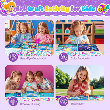 CutteeyFyry Foil Fun for Kids, Mermaid & Princess Foil Art for Kids, Craft Sets for Girls Ages 3-10, Kids Activity Kits Travel Toys Christmas Birthday Easter Gifts